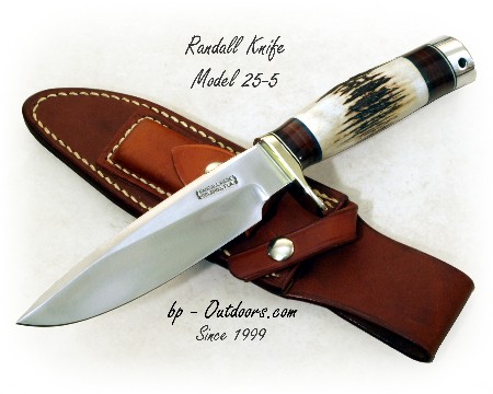 Randall Knife Model 25-5 SS Nickel Silver Hilt Stag Handle
