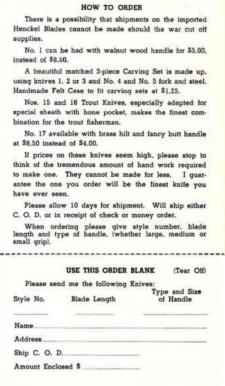 Randall Knives Catalog 1939